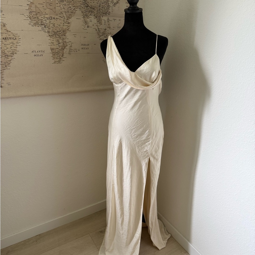 Meshki Cream Off-Shoulder Dress